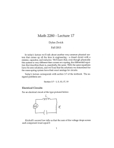 Lecture 17 Math 2280 Dylan Zwick Fall 2013