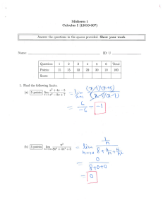Midterm 1 Calculus I (12010-007) ID:U 2