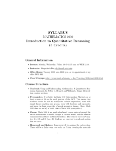 SYLLABUS MATHEMATICS 1030 Introduction to Quantitative Reasoning (3 Credits)