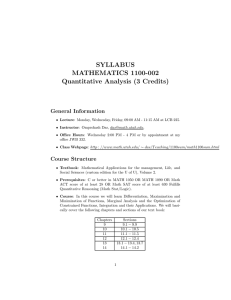 SYLLABUS MATHEMATICS 1100-002 Quantitative Analysis (3 Credits) General Information