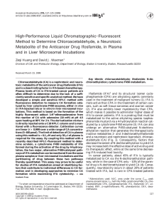 High-Performance Liquid Chromatographic–Fluorescent Method to Determine Chloroacetaldehyde, a Neurotoxic