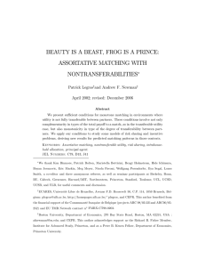BEAUTY IS A BEAST, FROG IS A PRINCE: ASSORTATIVE MATCHING WITH NONTRANSFERABILITIES ∗