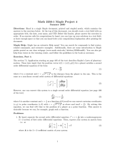 Math 2250-1 Maple Project 4 Summer 2009