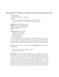 Honors 2201-4 Calculus for Students in Non-Technical Majors Part I