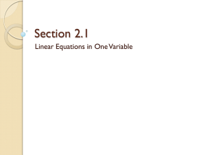 Section 2.1 Linear Equations in One Variable
