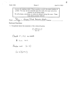 Math 1050 Exam 3 April 11, 2012