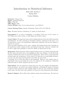 Introduction to Statistical Inference Math 1070, Section 3 Spring 2013 Course Syllabus