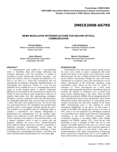 Proceedings of IMECE2008 2008 ASME International Mechanical Engineering Congress and Exposition