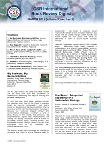 CSR International Book Review Digest MARCH 2011 (volume 3, number 3)