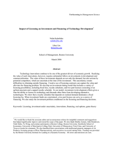 Impact of Licensing on Investment and Financing of Technology Development
