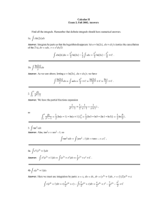 Calculus II Exam 2, Fall 2002, Answers Answer