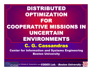 DISTRIBUTED OPTIMIZATION FOR COOPERATIVE MISSIONS IN