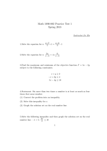 Math 1090-002 Practice Test 1 Spring 2013