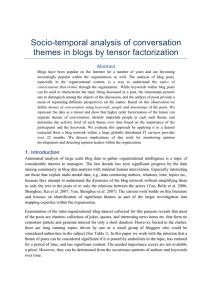 Socio-temporal analysis of conversation themes in blogs by tensor factorization Abstract