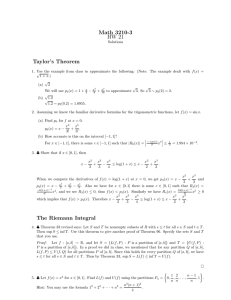 Math 3210-3 HW 21 Taylor’s Theorem