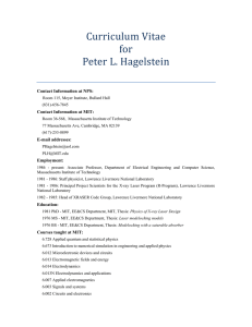 Curriculum Vitae for Peter L. Hagelstein