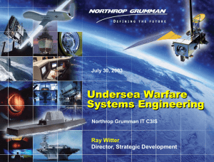 Undersea Warfare Systems Engineering Ray Witter Director, Strategic Development