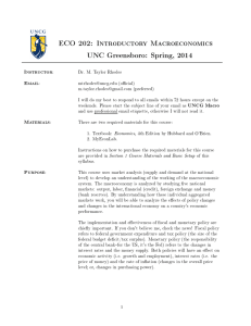 ECO 202: Introductory Macroeconomics UNC Greensboro: Spring, 2014