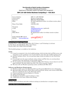 ISM 110-16D Online Business Computing I – Fall 2014