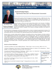 Research Newsletter Operational Data and Cost Measurement Assessment  Featured Faculty Project: