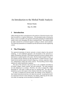 An Introduction to the Mofied Nodal Analysis 1 Introduction Michael Hanke