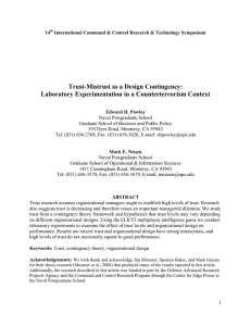 Trust-Mistrust as a Design Contingency: Laboratory Experimentation in a Counterterrorism Context