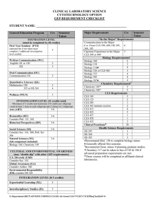 CLINICAL LABORATORY SCIENCE CYTOTECHNOLOGY OPTION GEP REQUIREMENT CHECKLIST