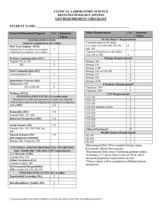 CLINICAL LABORATORY SCIENCE HISTOTECHNOLOGY OPTION GEP REQUIREMENT CHECKLIST