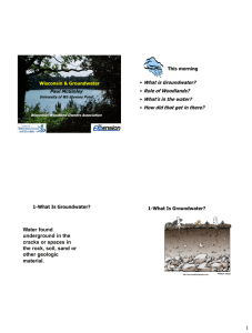 Wisconsin &amp; Groundwater This morning What is Groundwater?