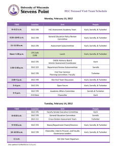 HLC Focused Visit Team Schedule Monday, February 13, 2012