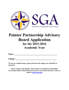 Pointer Partnership Advisory Board Application for the 2015-2016 Academic Year