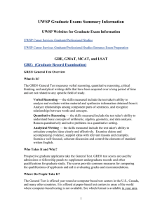 UWSP Graduate Exams Summary Information UWSP Websites for Graduate Exam Information