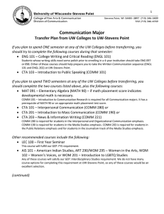 Communication Major Transfer Plan from UW Colleges to UW-Stevens Point