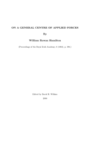 ON A GENERAL CENTRE OF APPLIED FORCES By William Rowan Hamilton