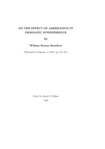 ON THE EFFECT OF ABERRATION IN PRISMATIC INTERFERENCE By William Rowan Hamilton