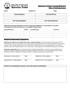 Admission to Student Teaching Worksheet Office of Field Experiences  Name:
