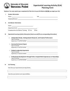 Experiential Learning Activity (ELA) Planning Form