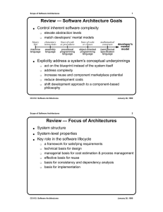 Review — Software Architecture Goals Control inherent software complexity elevate abstraction levels