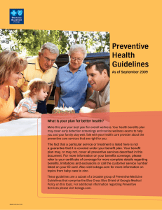 Preventive Health Guidelines As of September 2009