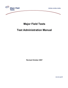 Major Field Tests Test Administration Manual  Revised October 2007