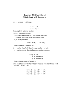 Applied Mathematics I Worksheet #1 Answers