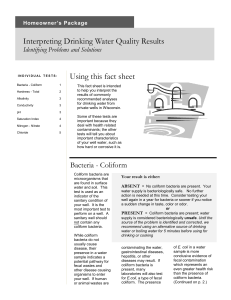 Interpreting Drinking Water Quality Results Using this fact sheet Homeowner’s Package