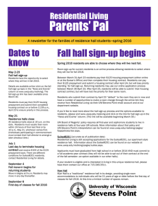 Dates to Fall hall sign-up begins know