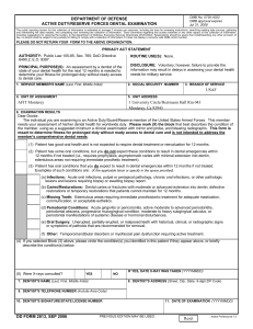 DEPARTMENT OF DEFENSE ACTIVE DUTY/RESERVE FORCES DENTAL EXAMINATION OMB No. 0720-0022