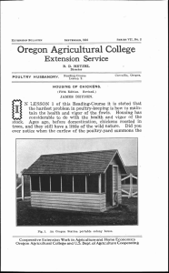 Oregon Agricultural College Extension Service POULTRY HUSBANDRY. HOUSING OF CHICKENS.