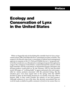 Ecology and Conservation of Lynx in the United States Preface