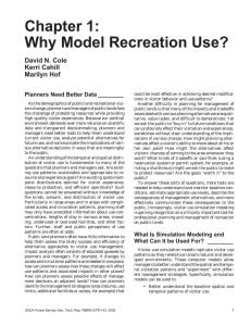Chapter 1: Why Model Recreation Use? David N. Cole Kerri Cahill