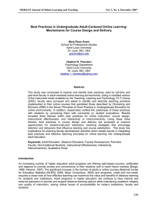 Best Practices in Undergraduate Adult­Centered Online Learning:  Mechanisms for Course Design and Delivery 
