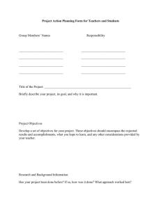 Project Action Planning Form for Teachers and Students
