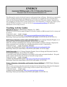 ENERGY  Annotated Bibliography of K-12 Education Resources